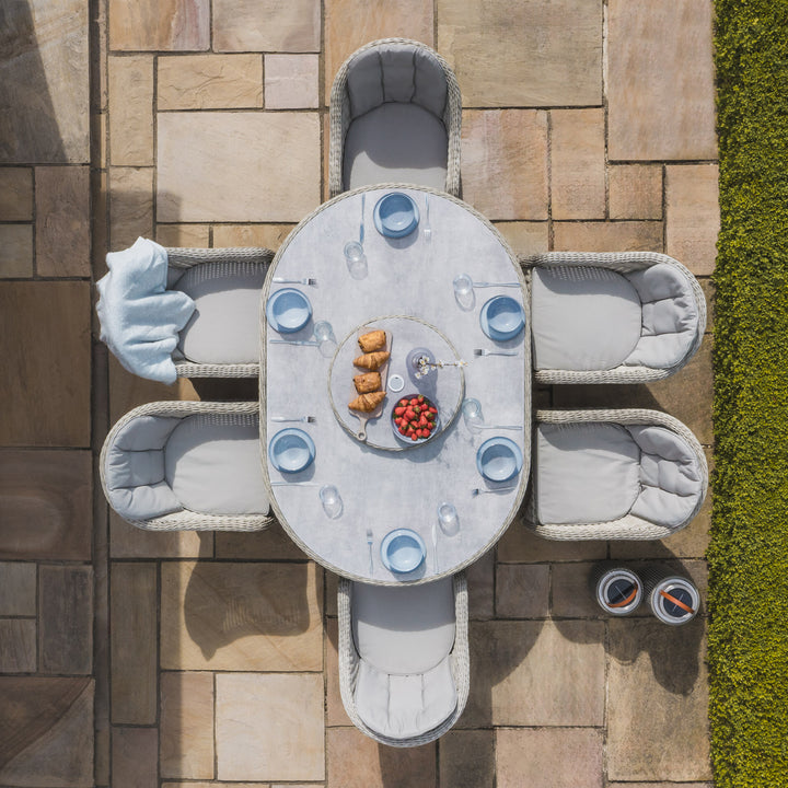 Oxford 6 Seat Oval Dining Set with 
Heritage Chairs and Lazy Susan - Ceramic Top
