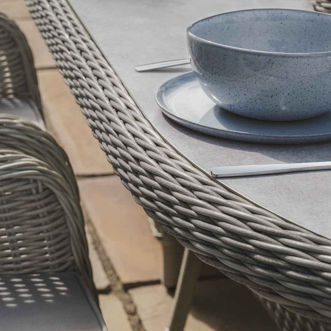 Oxford 6 Seat Oval Dining Set with 
Heritage Chairs and Lazy Susan - Ceramic Top