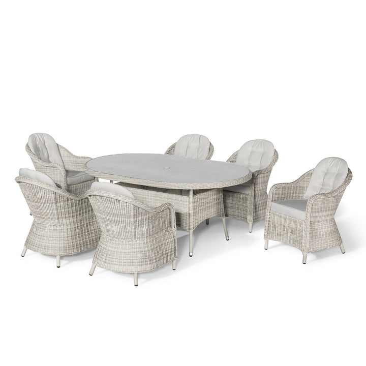 Oxford 6 Seat Oval Dining Set with 
Heritage Chairs and Lazy Susan - Ceramic Top