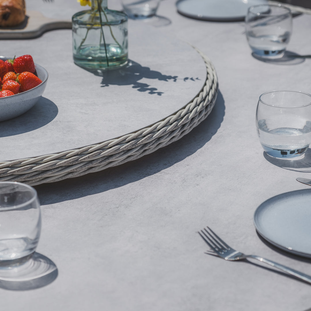 Oxford 8 Seat Oval Dining Set with Heritage Chairs and Lazy Susan - Ceramic Top