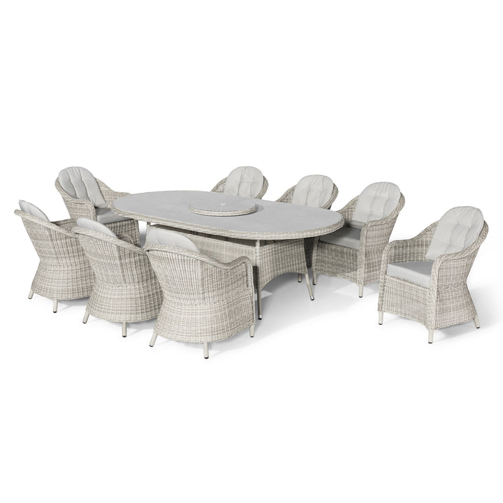 Oxford 8 Seat Oval Dining Set with Heritage Chairs and Lazy Susan - Ceramic Top