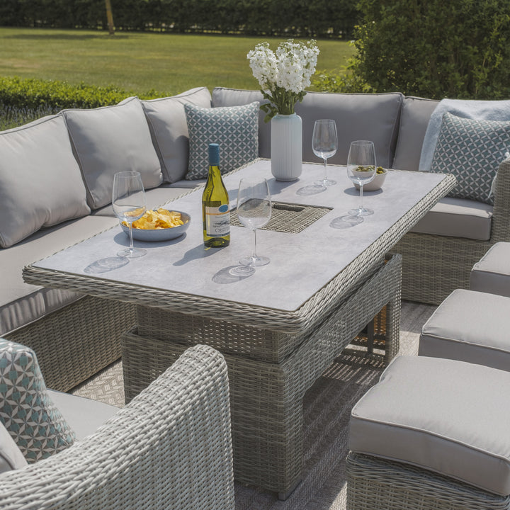 Oxford Deluxe Corner Dining Set with Rising Table and Armchair - Ceramic Top
