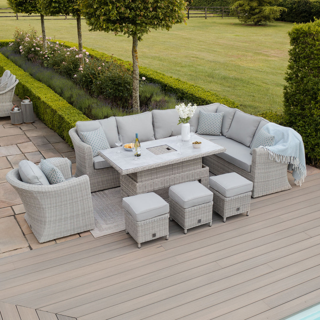 Oxford Deluxe Corner Dining Set with Rising Table and Armchair - Ceramic Top