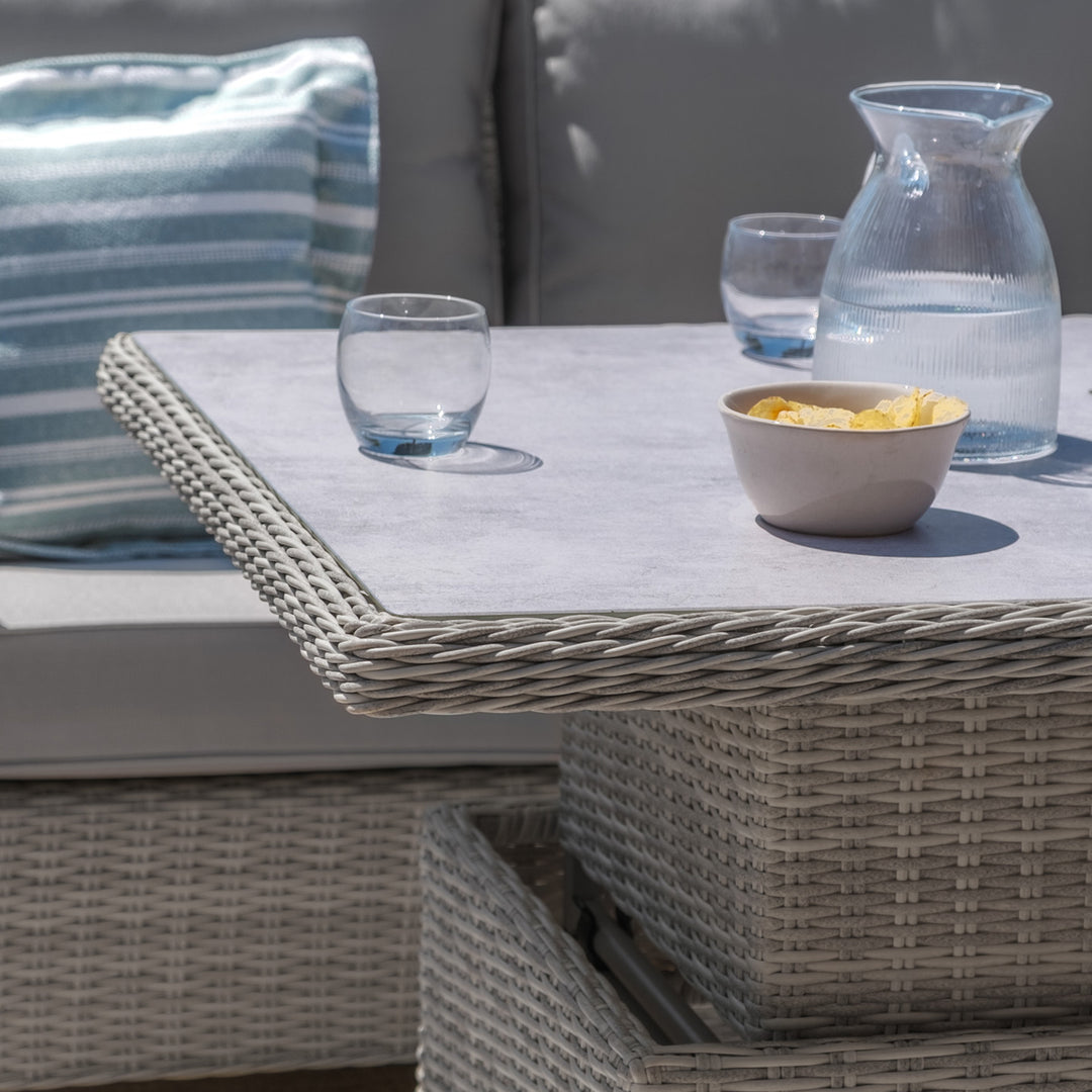 Oxford Deluxe Corner Dining Set with Rising Table and Armchair - Ceramic Top