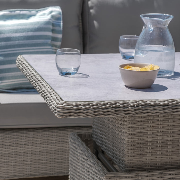 Oxford Deluxe Corner Dining Set with Rising Table and Armchair - Ceramic Top