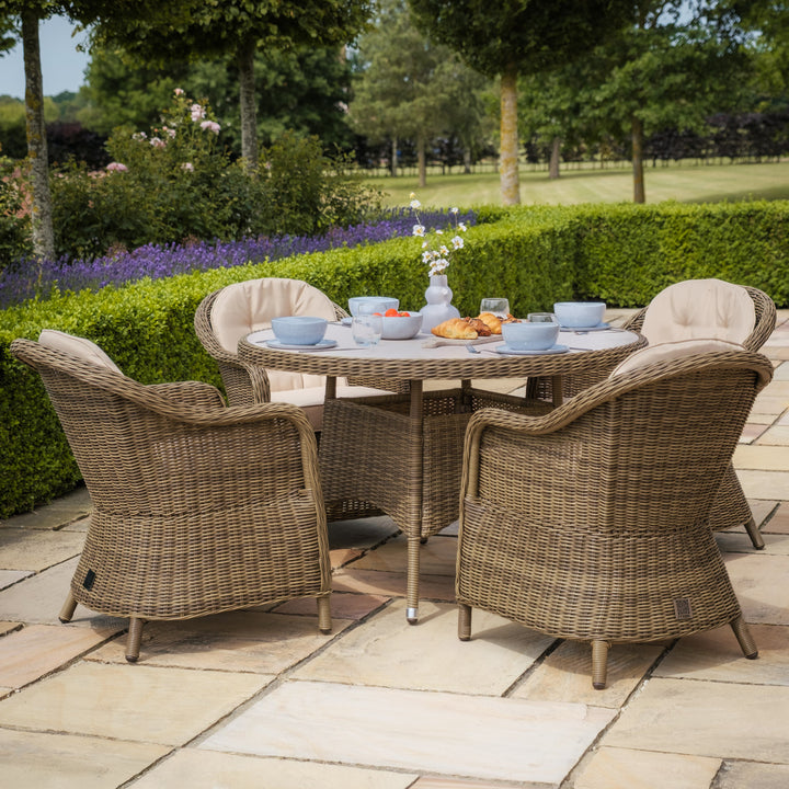 Winchester 4 Seat Round Dining Set with Heritage Chairs -  Ceramic Top