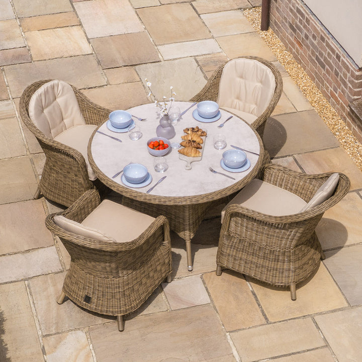 Winchester 4 Seat Round Dining Set with Heritage Chairs -  Ceramic Top
