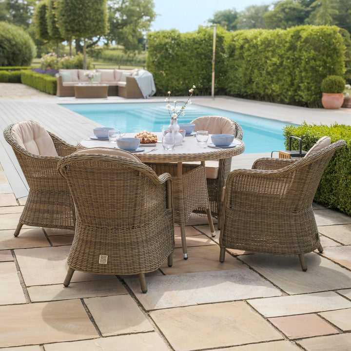 Winchester 4 Seat Round Dining Set with Heritage Chairs -  Ceramic Top