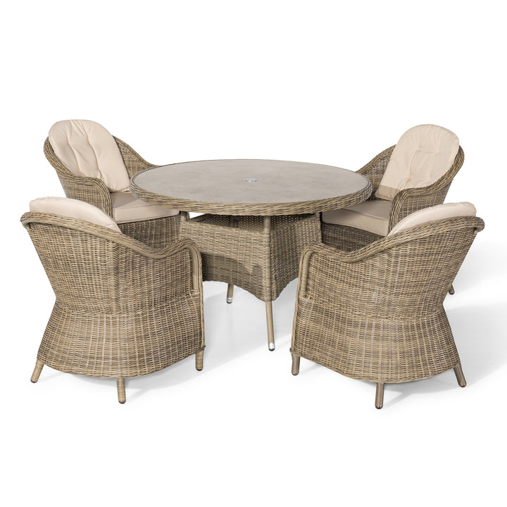Winchester 4 Seat Round Dining Set with Heritage Chairs -  Ceramic Top