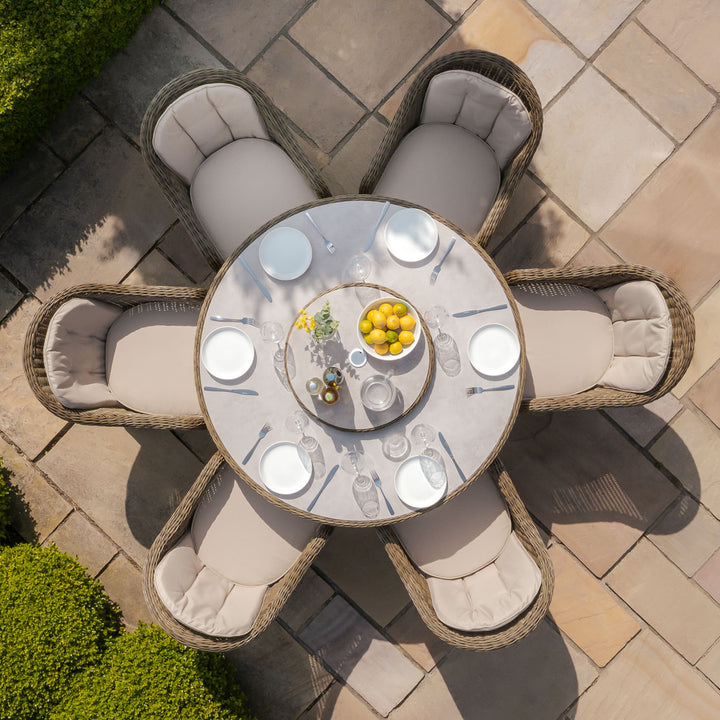 Winchester 6 Seat Round Dining Set with Heritage Chairs and Lazy Susan - Ceramic Top