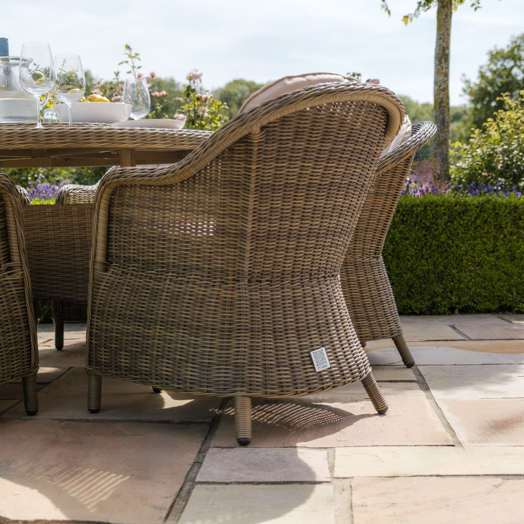 Winchester 6 Seat Round Dining Set with Heritage Chairs and Lazy Susan - Ceramic Top