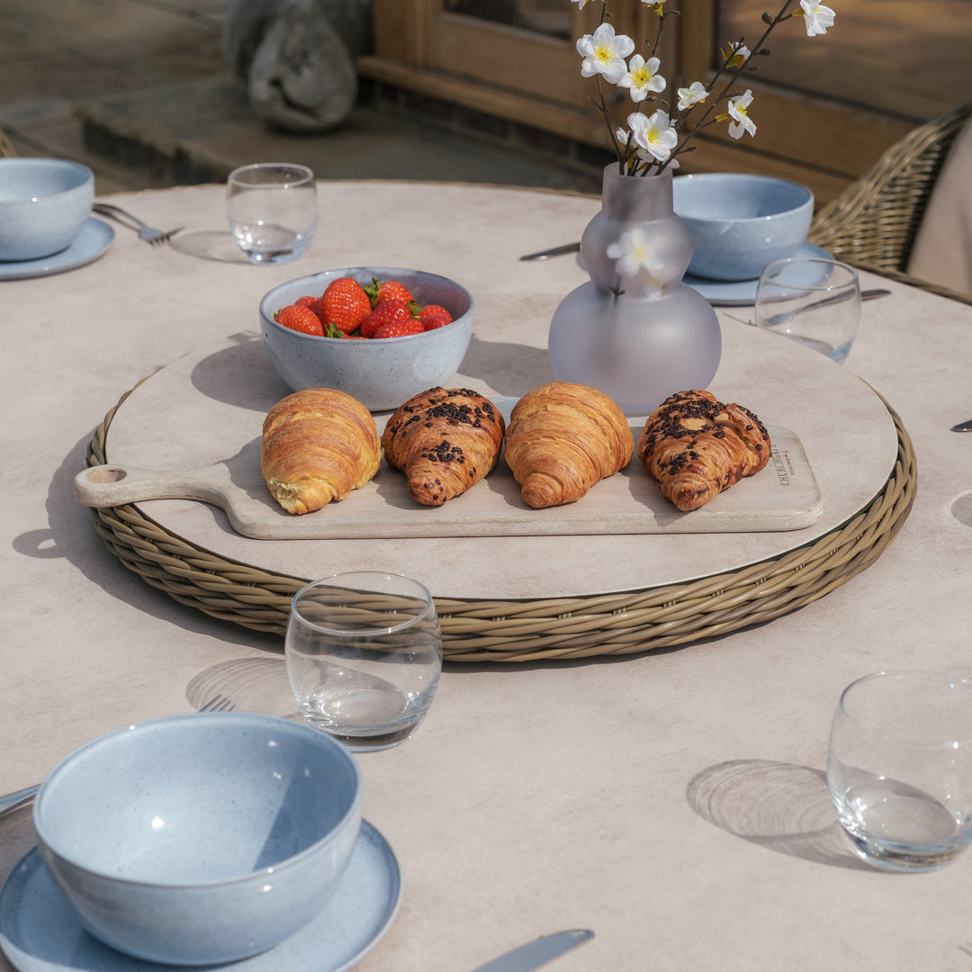 Winchester 6 Seat Oval Dining Set with Heritage Chairs and Lazy Susan - Ceramic Top