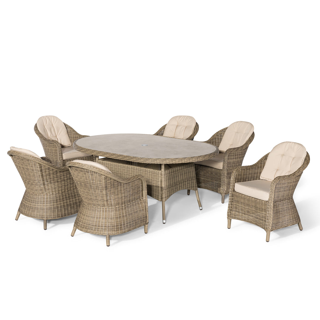 Winchester 6 Seat Oval Dining Set with Heritage Chairs and Lazy Susan - Ceramic Top