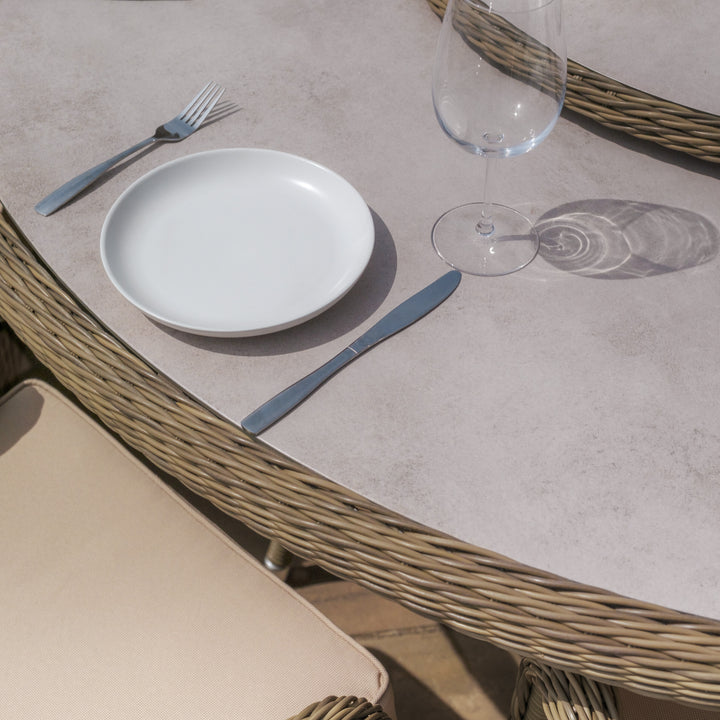 Winchester 8 Seat Round Dining Set with Heritage Chairs and Lazy Susan - Ceramic Top