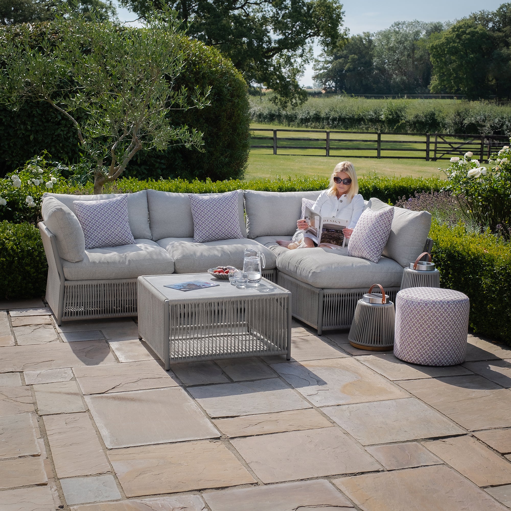 Maze - Maldives Rope Weave Small Corner Sofa Set with Square Coffee ...