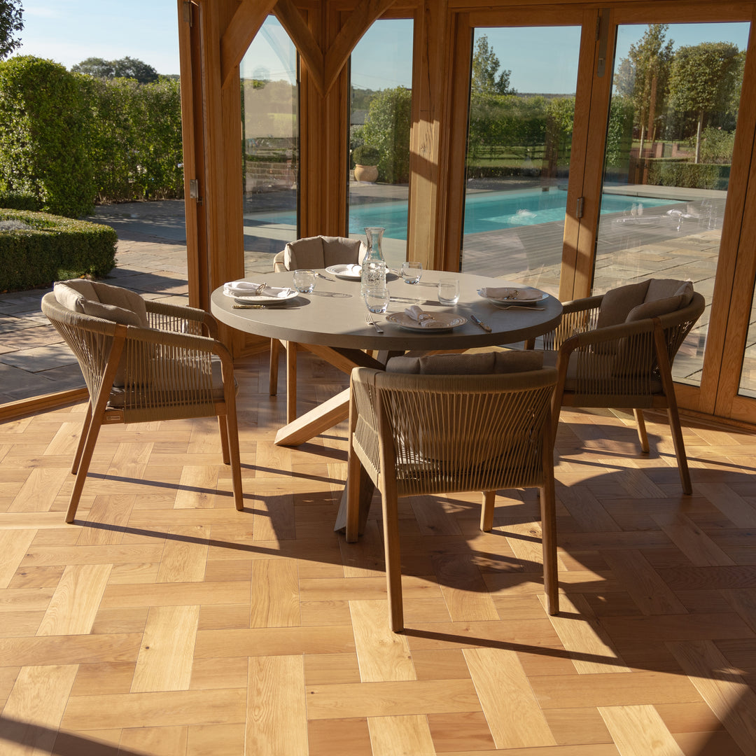 Martinique 4 Seat Round Dining Set With Concrete Top - 135cm Table