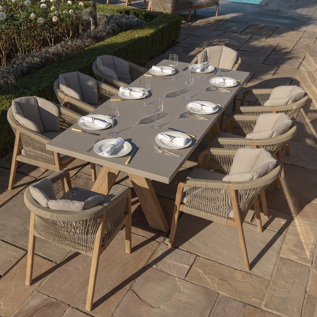 Martinique 8 Seat Rectangular Dining Set With Concrete Top - 230cm