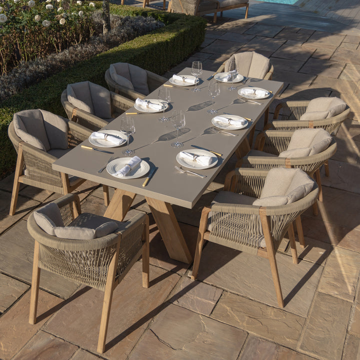 Martinique 8 Seat Rectangular Dining Set With Concrete Top - 230cm