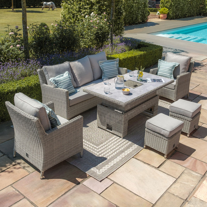 Oxford Sofa Dining Set with Ice Bucket and Rising Table  - Ceramic Top