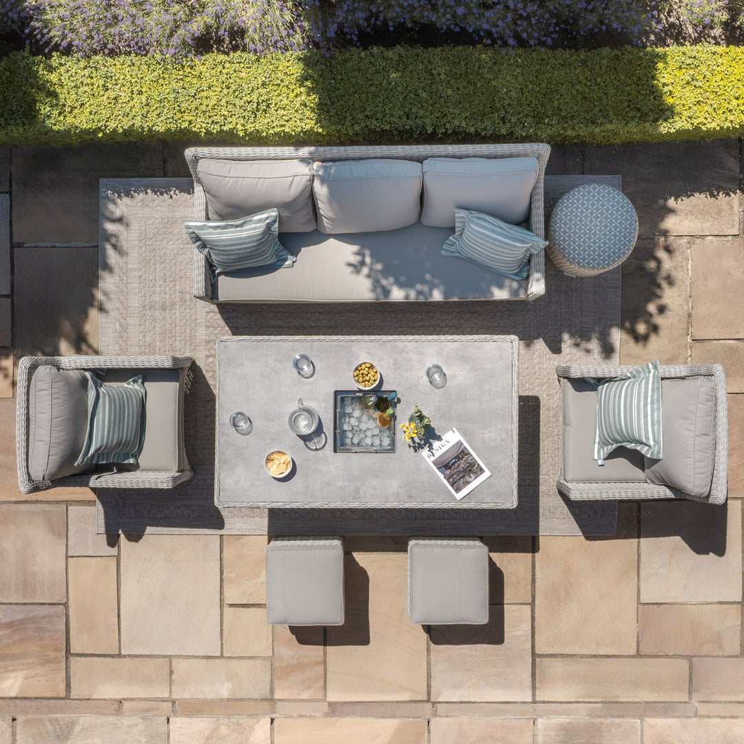 Oxford Sofa Dining Set with Ice Bucket and Rising Table  - Ceramic Top