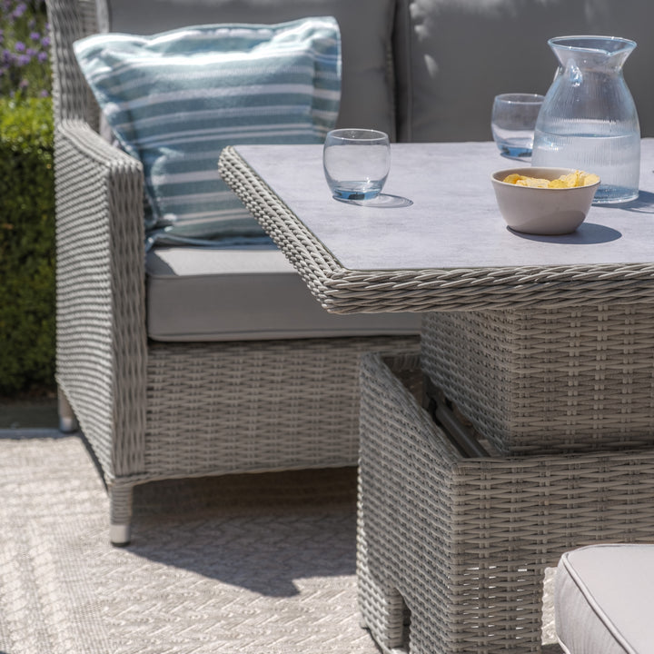 Oxford Sofa Dining Set with Ice Bucket and Rising Table  - Ceramic Top