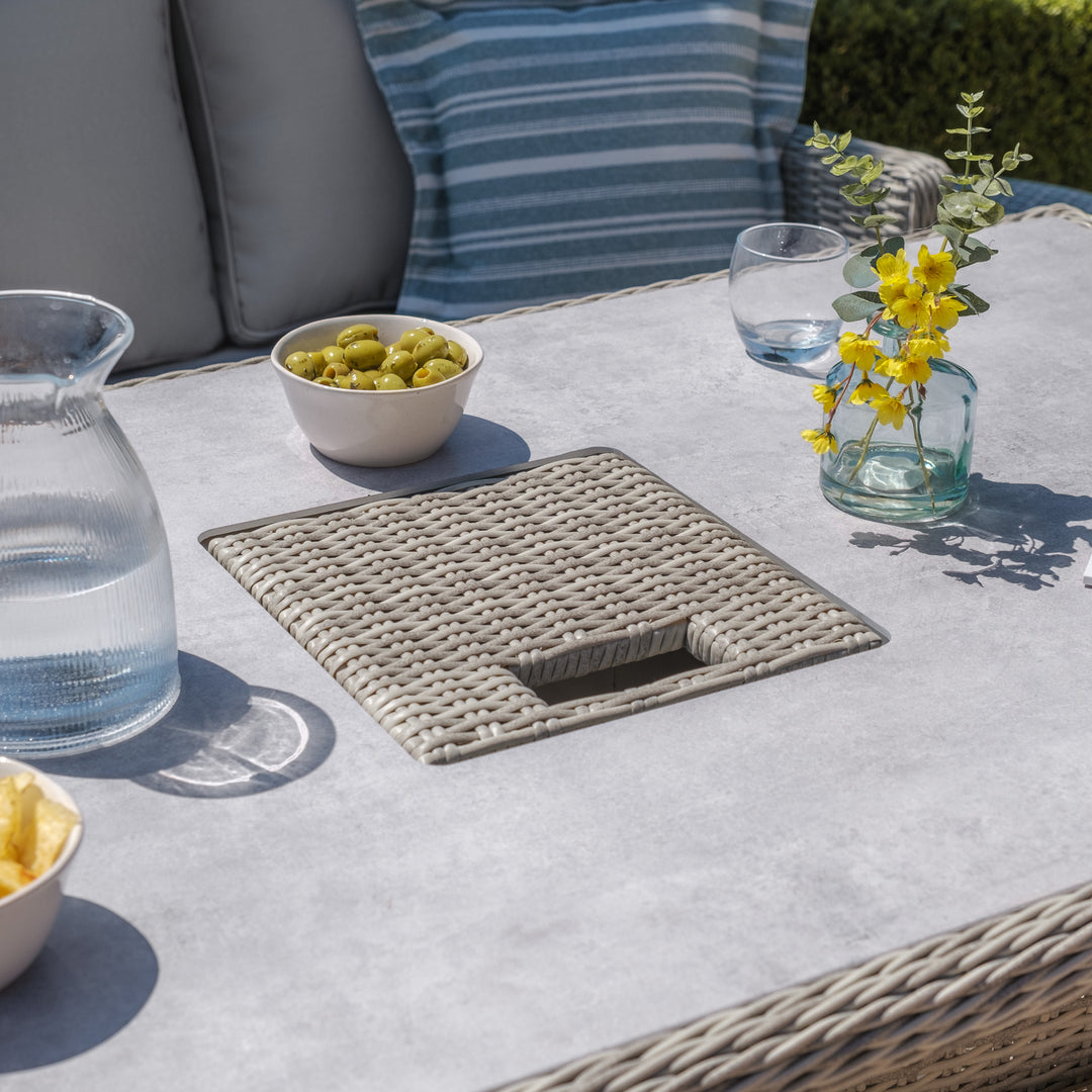 Oxford Sofa Dining Set with Ice Bucket and Rising Table  - Ceramic Top
