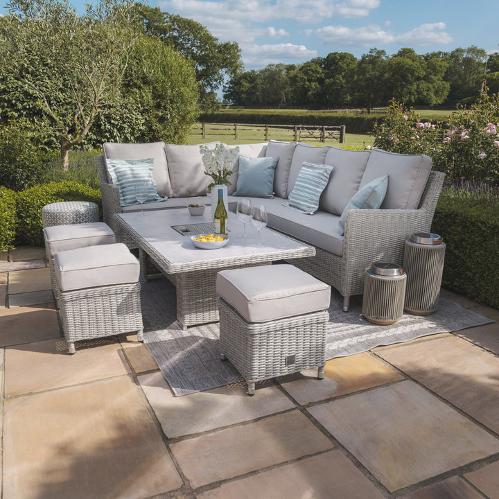 Oxford Corner Dining Set with Ice Bucket and Rising Table- Ceramic Top