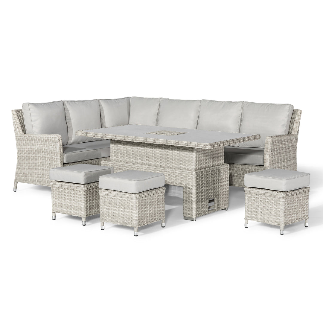 Oxford Corner Dining Set with Ice Bucket and Rising Table- Ceramic Top