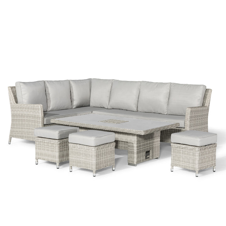 Oxford Corner Dining Set with Ice Bucket and Rising Table- Ceramic Top