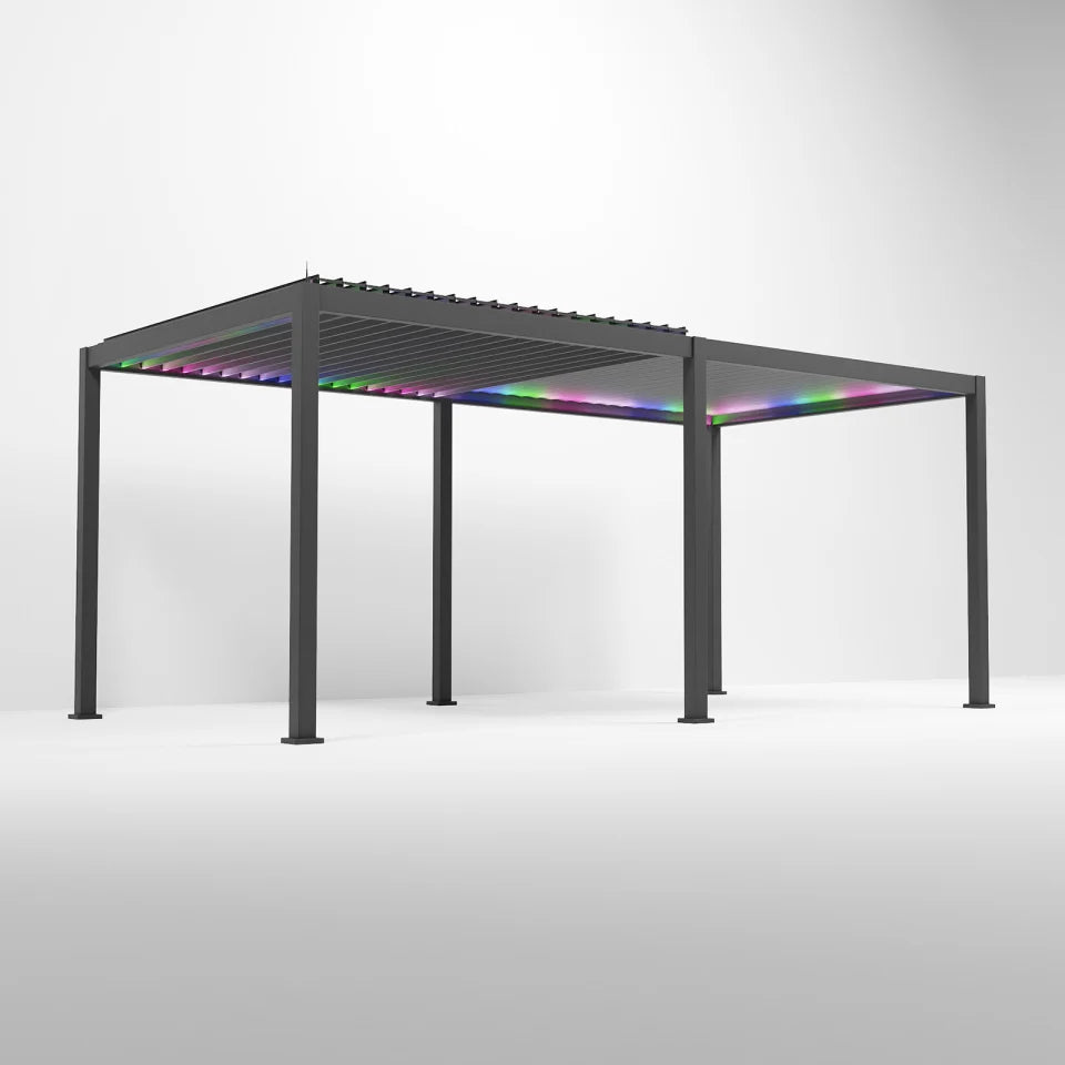 Titan Plus LED Aluminium Free Standing Pergola - Graphite Grey