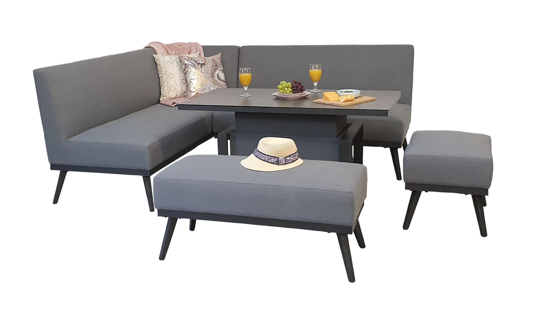 Kimmie Sofa Set/gas Lift Table / Grey Frame / Grey Cushions  - KIMM0362