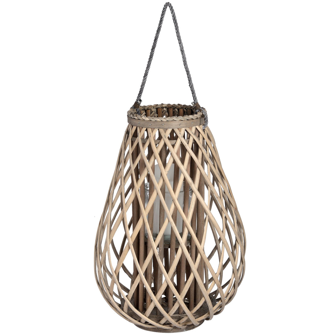 Large Wicker Bulbous Lantern - Modern Rattan Ltd