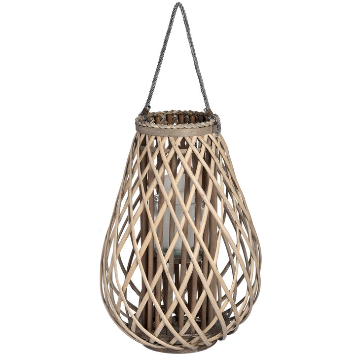 Large Wicker Bulbous Lantern - Modern Rattan Ltd