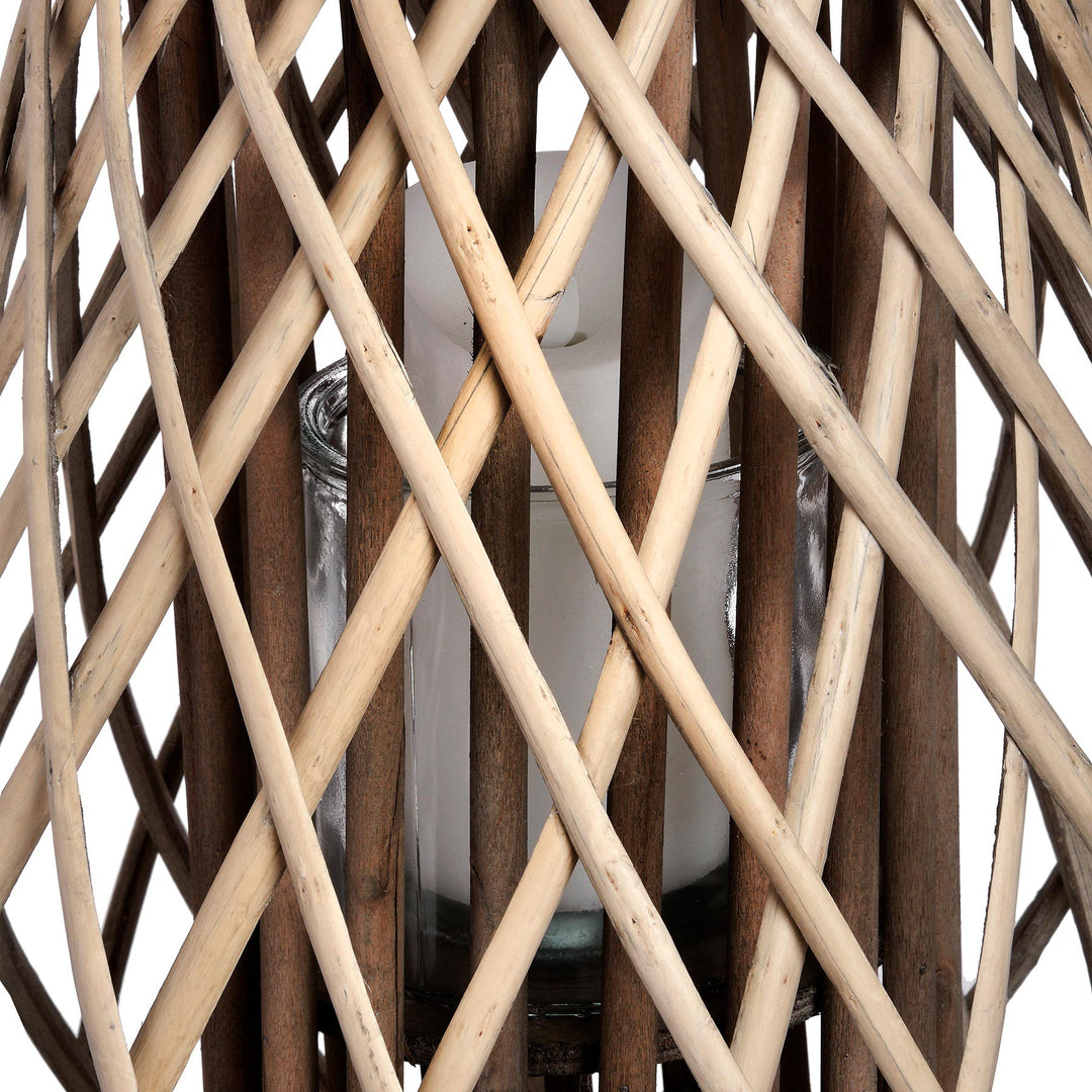 Large Wicker Bulbous Lantern - Modern Rattan Ltd