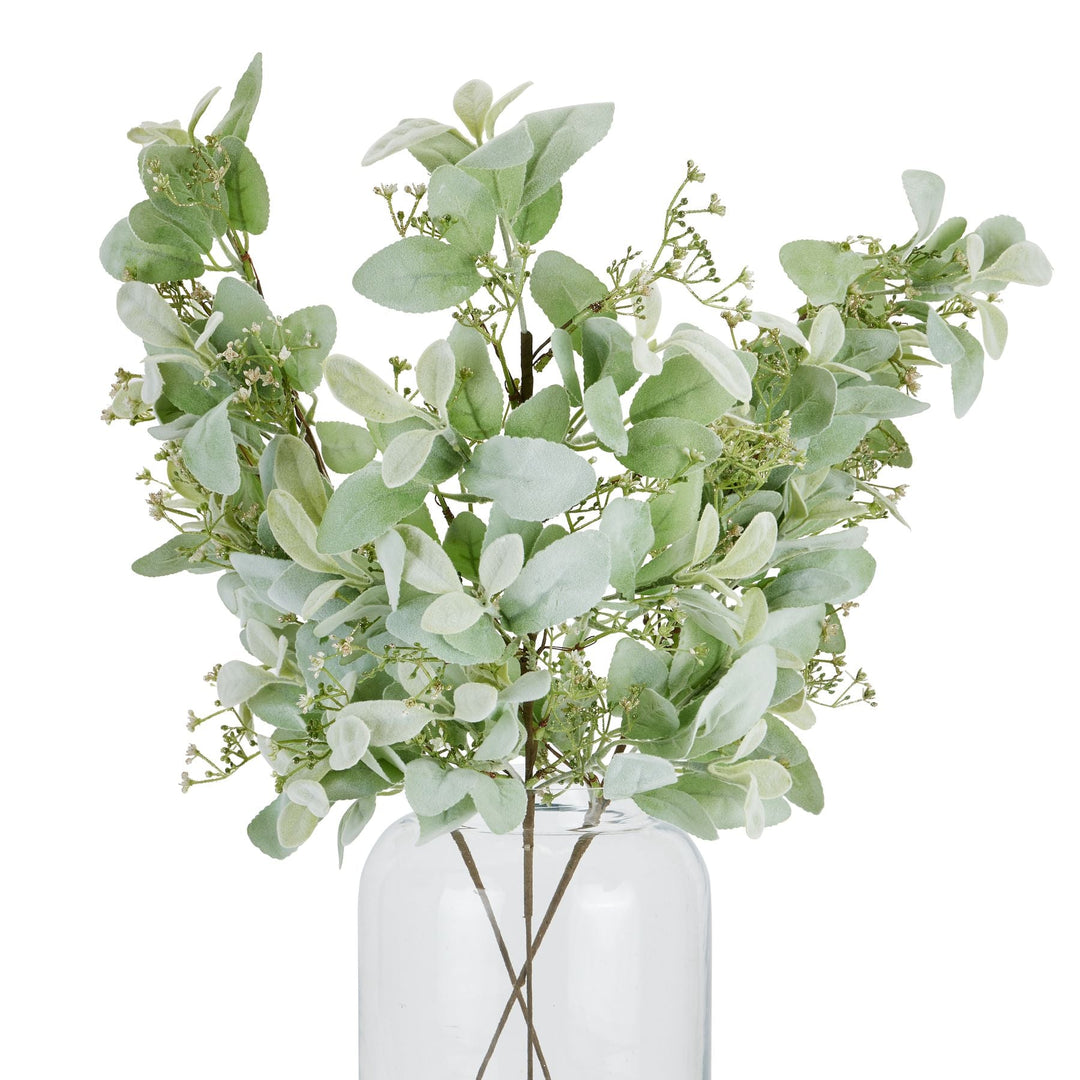 Large Winter Sprig With Lambs Ear And Wax Flower - Modern Rattan Ltd