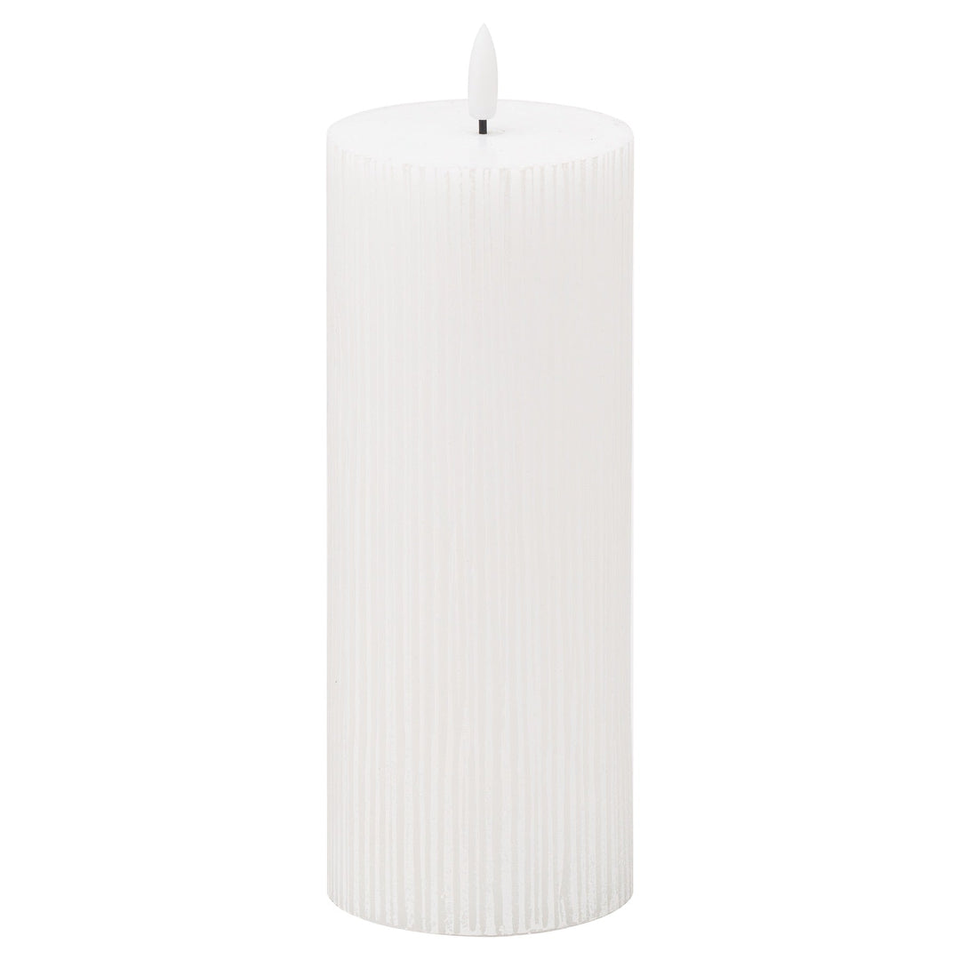 Luxe Collection Natural Glow 3x8 Textured Ribbed LED Candle - Modern Rattan Ltd