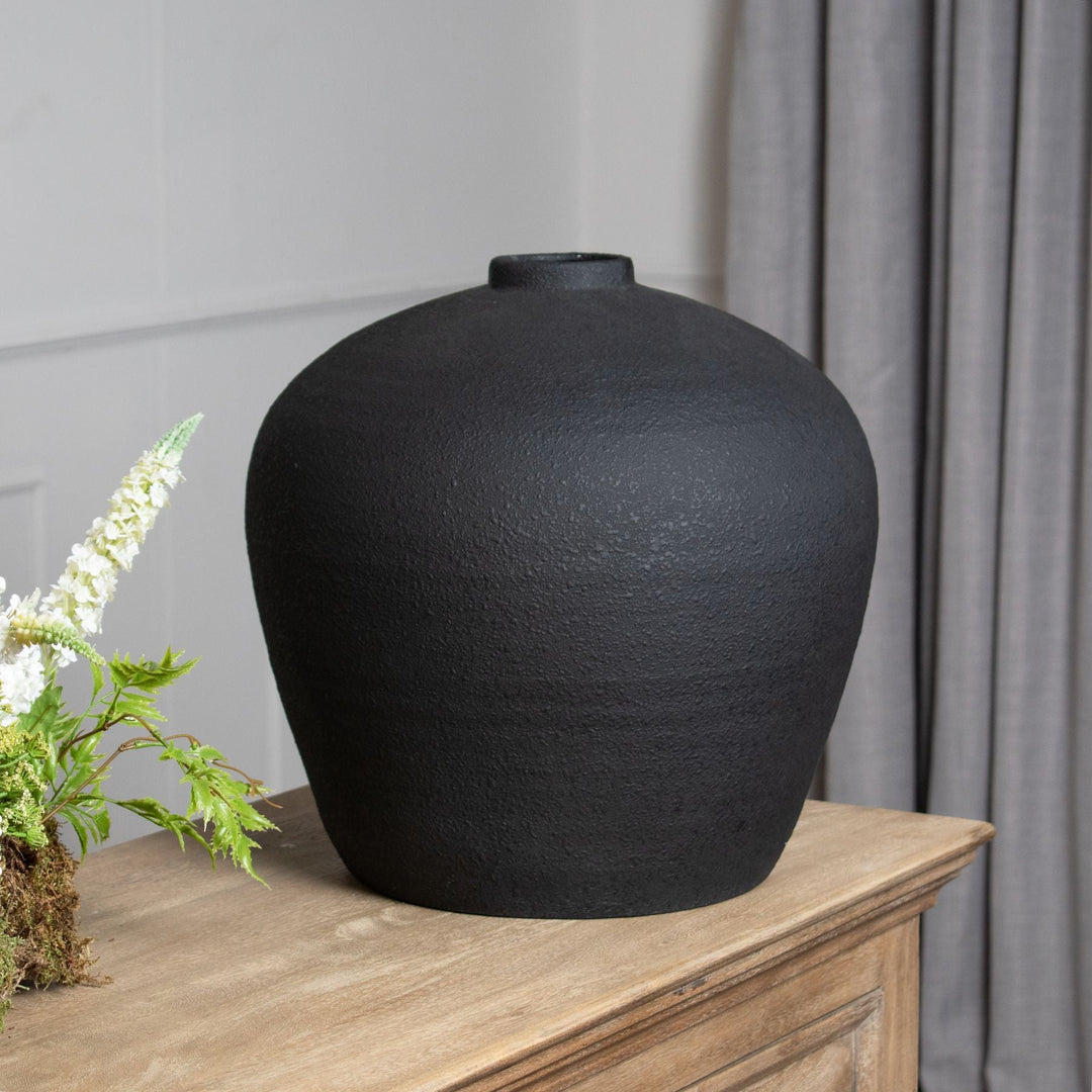 Matt Black Astral Vase - Modern Rattan Ltd