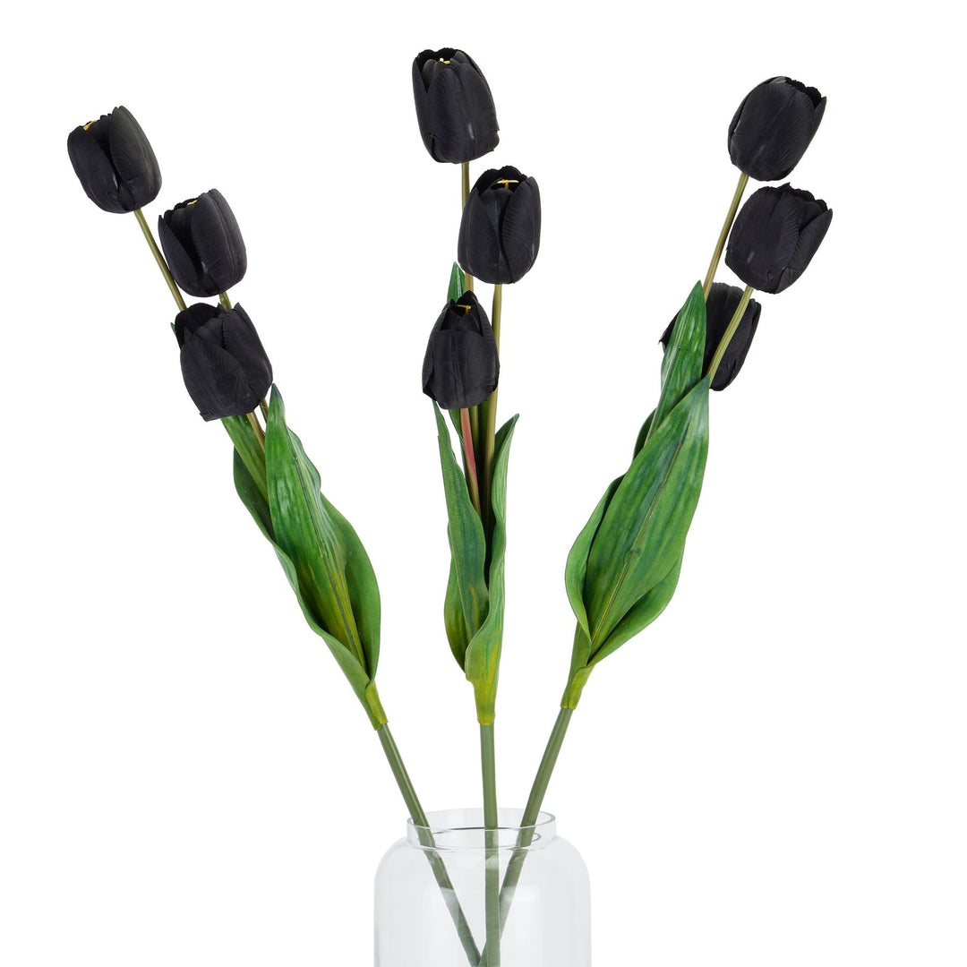 Tall Black Triple Tulip Stem - Modern Rattan Ltd