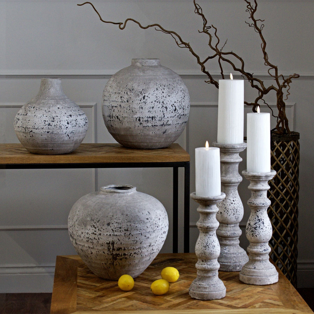 Tiber Large Stone Ceramic Vase - Modern Rattan Ltd