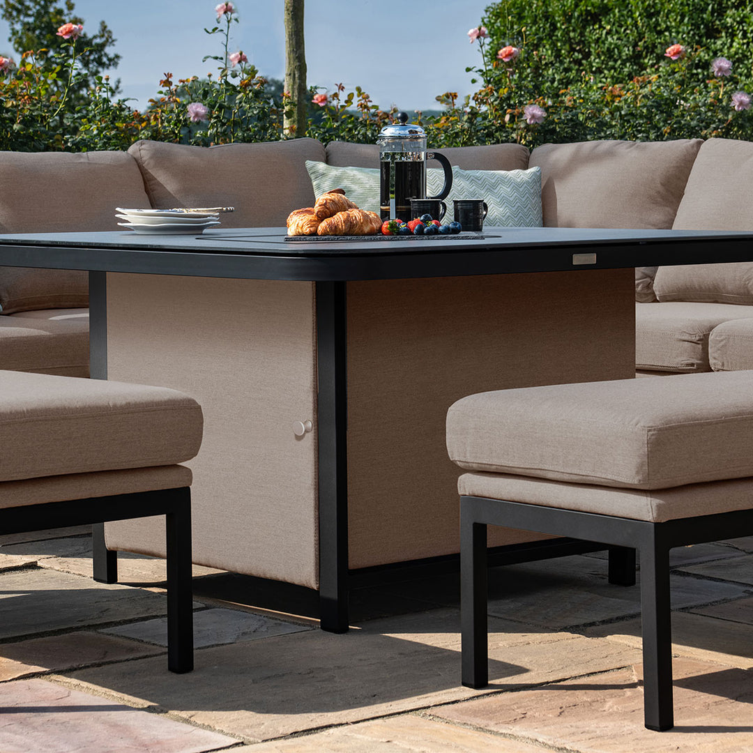 Maze -  Pulse Deluxe Square Corner Dining Set with Fire Pit Table