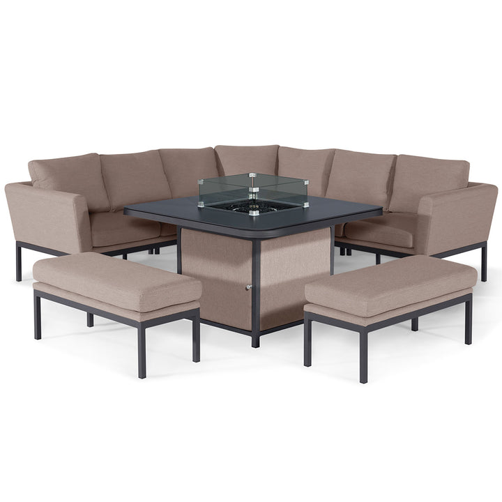 Maze -  Pulse Deluxe Square Corner Dining Set with Fire Pit Table
