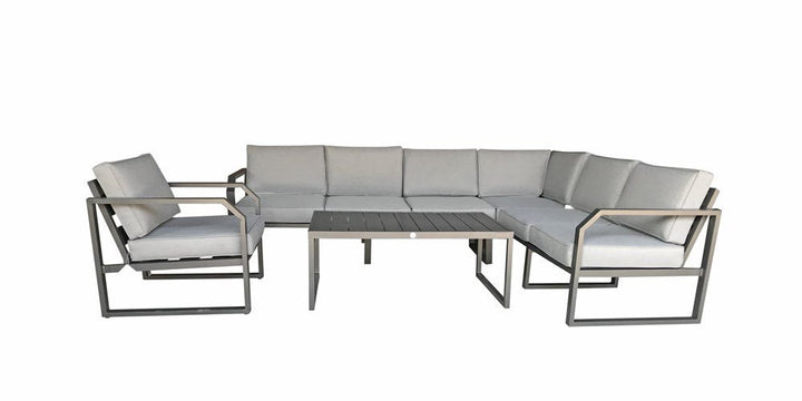 ALARNA Corner Sofa Grey in grey powder coat - Modern Rattan