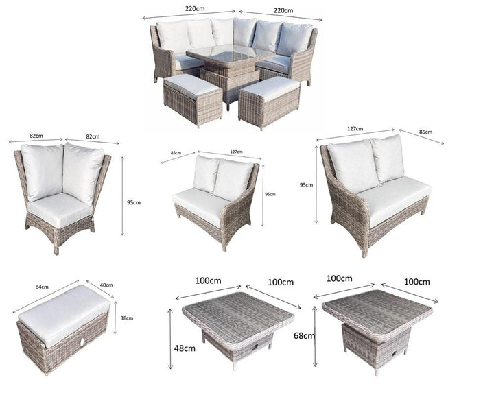 Alexander Corner Rattan Dining Sofa With Lift Table – ALEX0315 - Modern Rattan