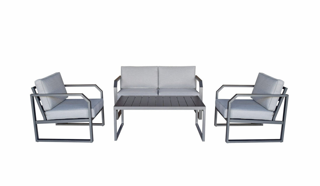 Aluminium 4 Seat Rattan Sofa Set In Grey Powder Coat Finish - ALAR0358 - Modern Rattan