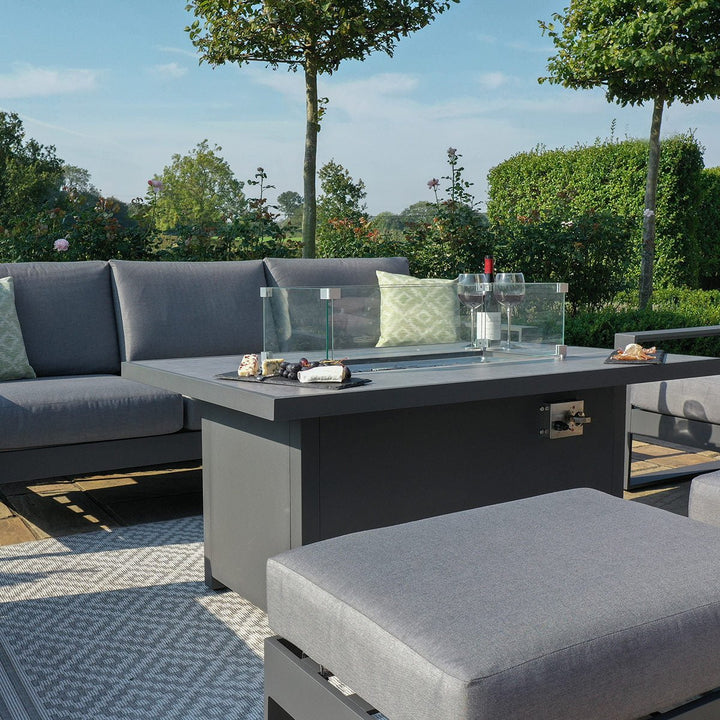 Amalfi 3 Seat Sofa Dining Set with Rectangular Fire Pit Table - Modern Rattan