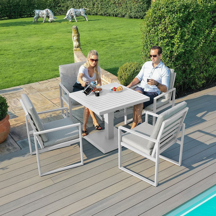 Amalfi 4 Seat Square Dining Set with Rising Table - Modern Rattan