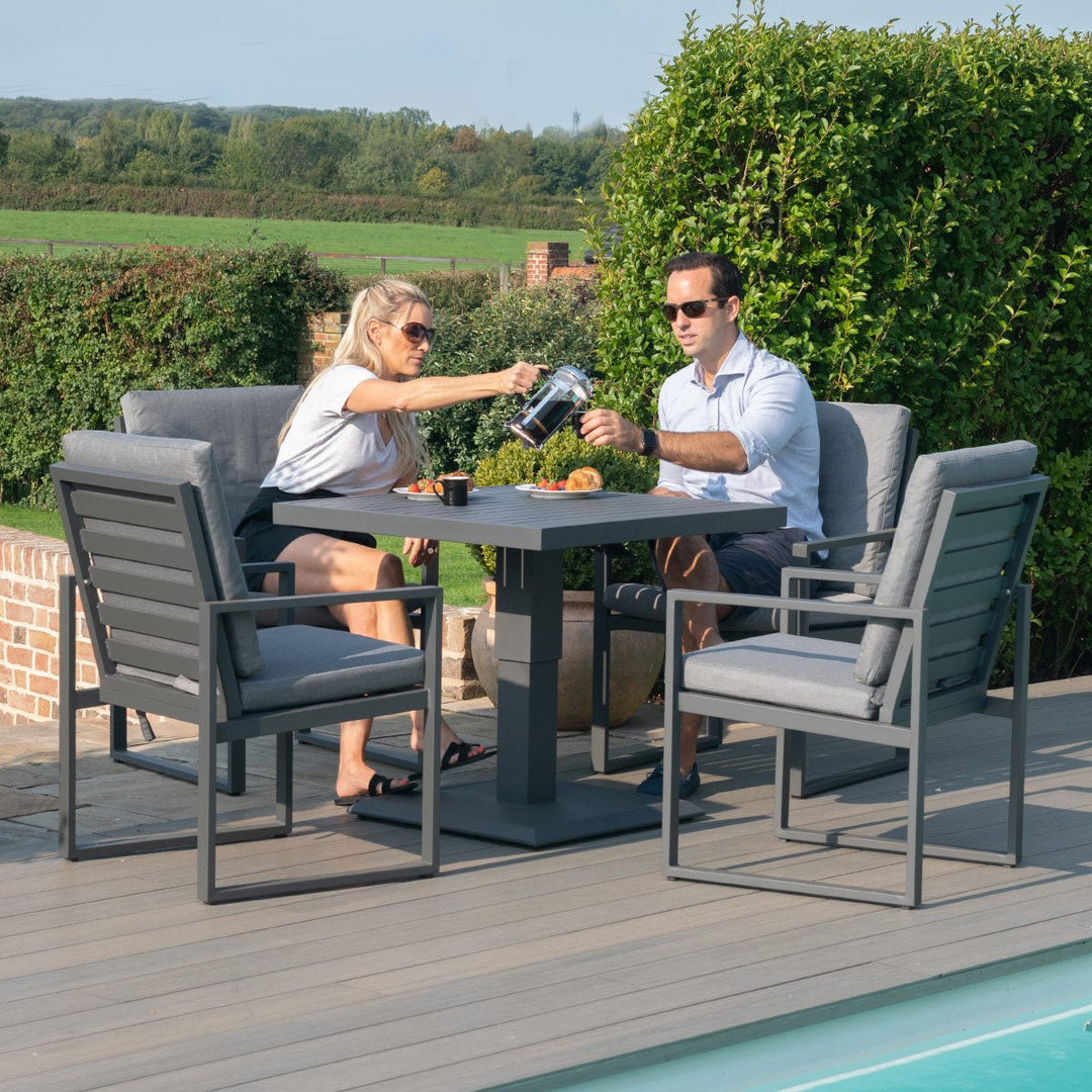 Amalfi 4 Seat Square Dining Set with Rising Table - Modern Rattan