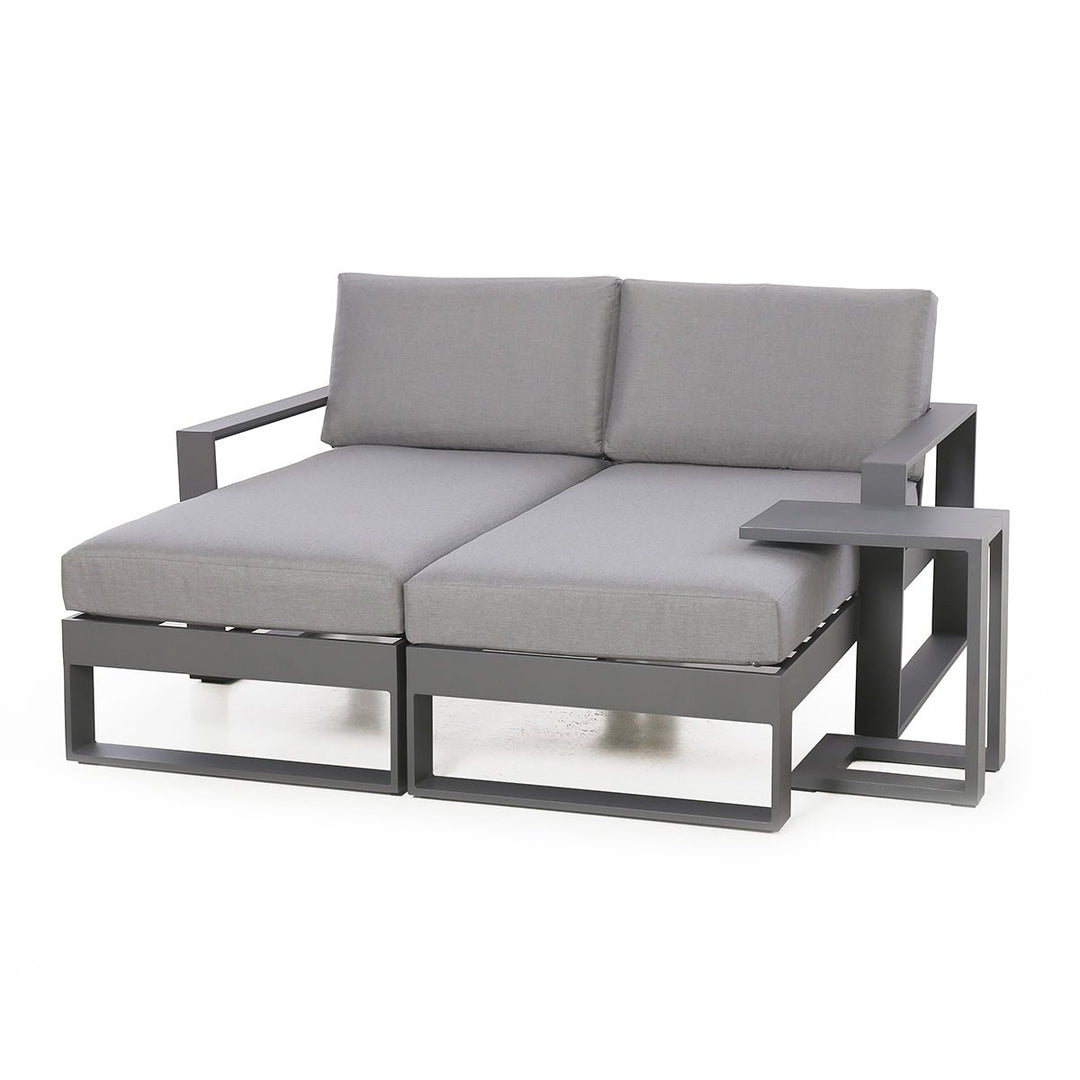 Amalfi Double Sunlounger Set with Side Table - Modern Rattan
