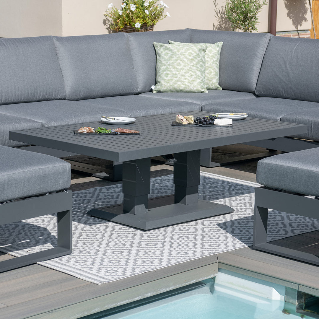 Amalfi Large Corner Dining Set with Rectangular Rising Table - Modern Rattan