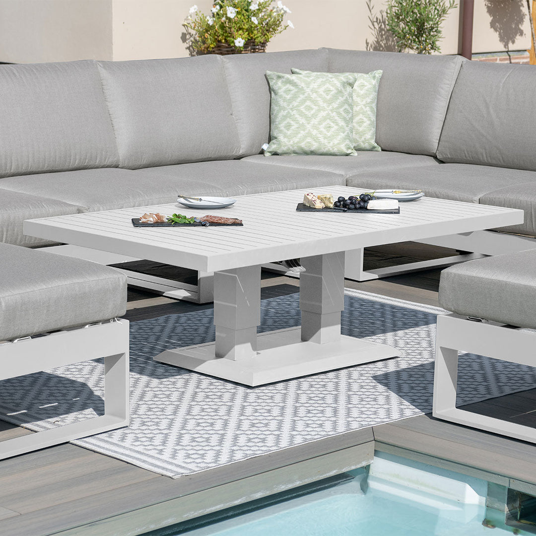 Amalfi Large Corner Dining Set with Rectangular Rising Table - Modern Rattan